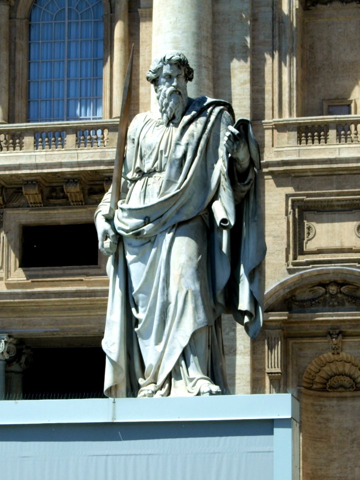 St. Paul's statue in front of the St. Peter's basilica