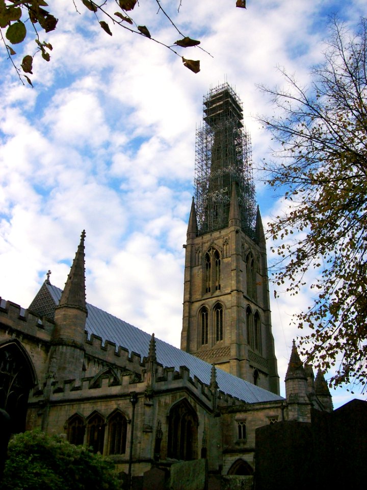 St Wulfram, Grantham, spire under restoration