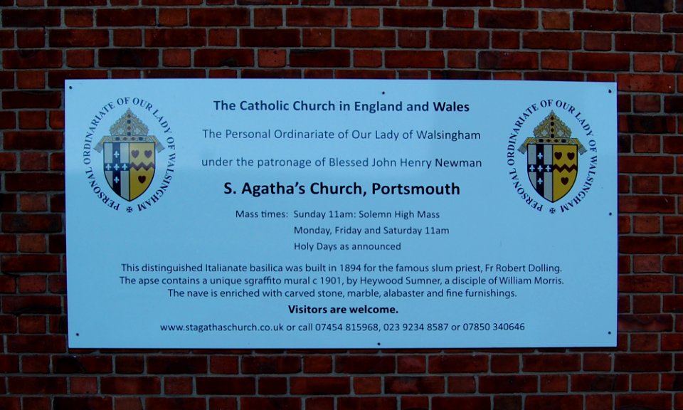 St Agatha's Church, Marketway, Portsmouth (November 2017) (Signboard)