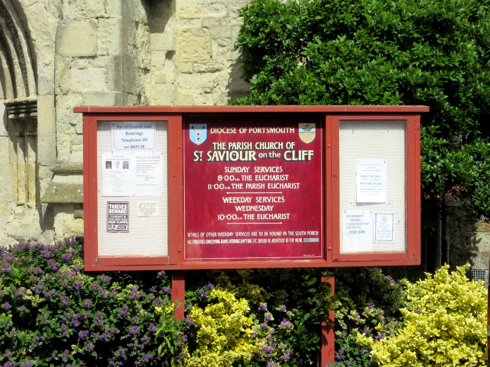 St Saviour-on-the-Cliff Church, Queens Road, Shanklin (July 2016) (Signboard)