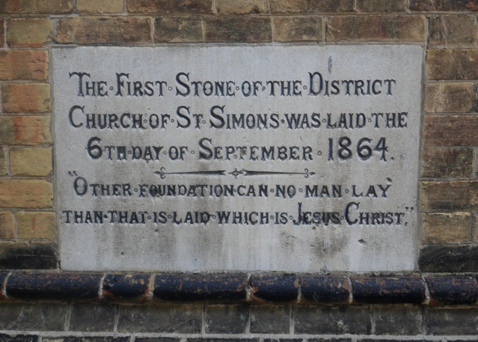 St Simon's Church, St Ronan's Road, Southsea (August 2017) (Foundation Stone) (2)
