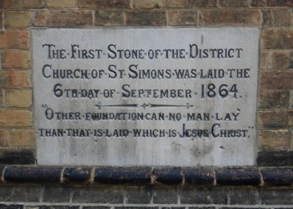 St Simon's Church, St Ronan's Road, Southsea (August 2017) (Foundation Stone) (2)