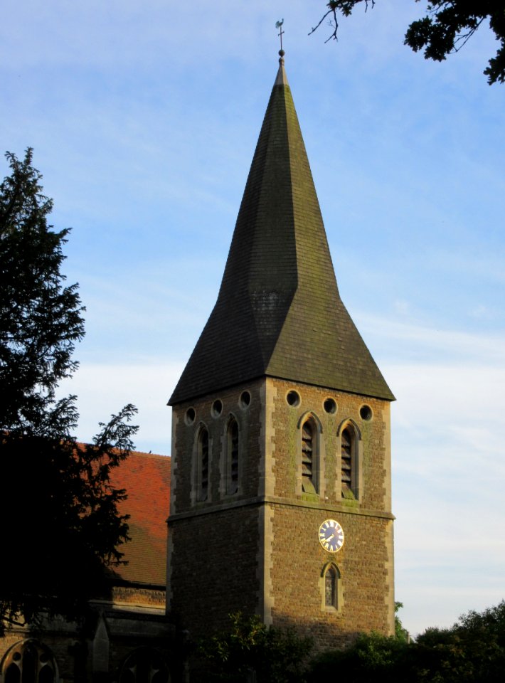 St Peter's Church, Burwood Road, Hersham (June 2015) (Tower) (1)