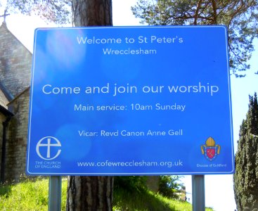 St Peter's Church, Beales Lane, Wrecclesham (May 2015) (Sign)