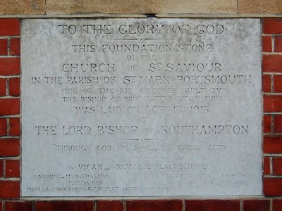 St Saviour's Church, Twyford Avenue, Stamshaw (March 2019) (Foundation Stone)