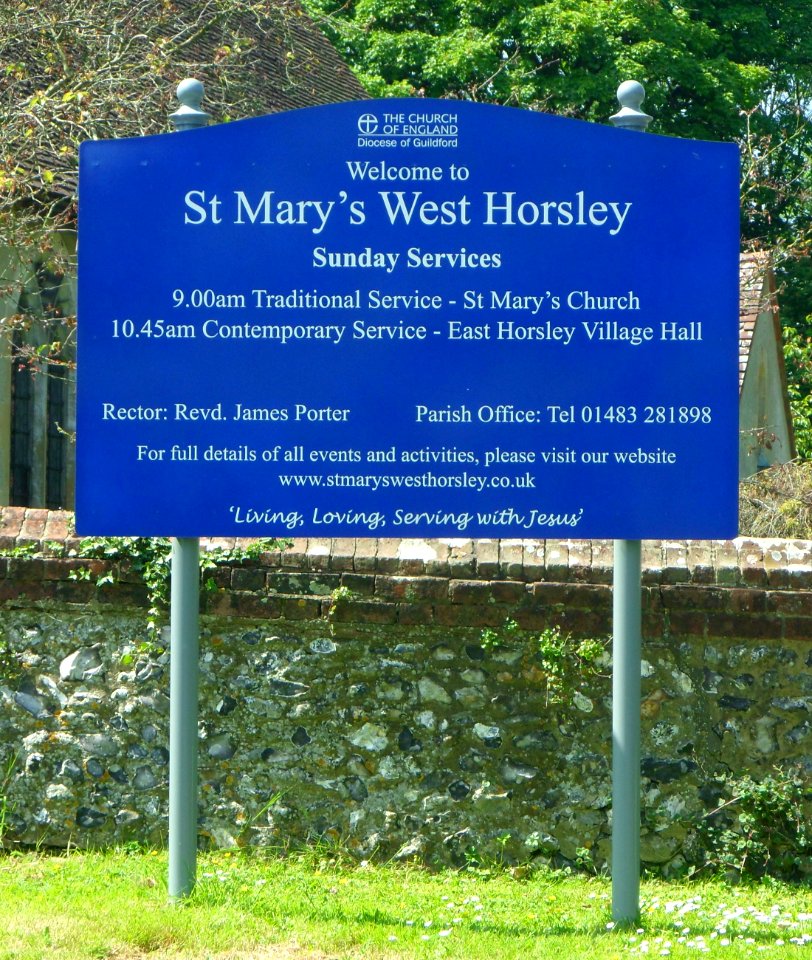 St Mary's Church, Epsom Road, West Horsley (May 2014) (Noticeboard)