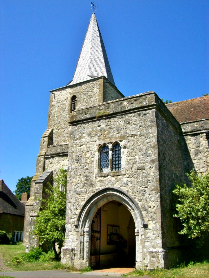 St Nicholas, Pluckley, porch and spire