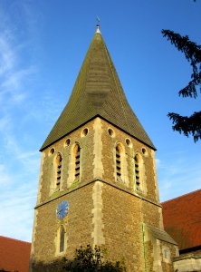 St Peter's Church, Burwood Road, Hersham (June 2015) (Tower) (2)