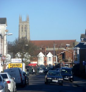 St Mary's Church, Fratton Road, Fratton (NHLE Code 1104279) (November 2017) (Viewed from along Claremont Road)