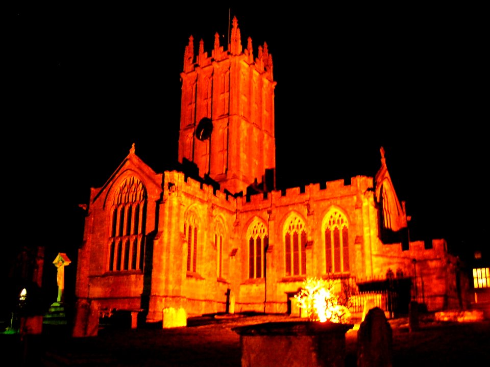 St Mary, Ilminster at night