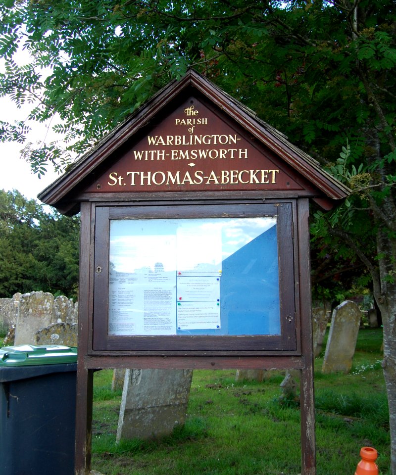 St Thomas a Becket's Church, Church Lane, Warblington (May 2019) (Signboard)