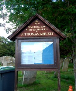 St Thomas a Becket's Church, Church Lane, Warblington (May 2019) (Signboard)