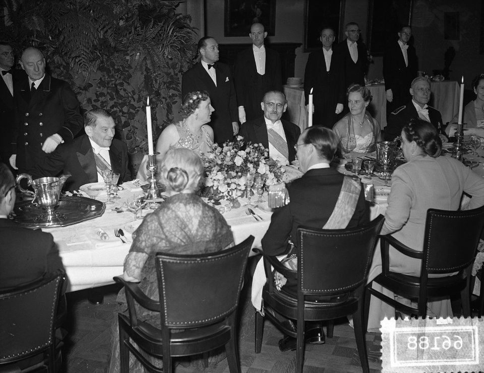 Staatsbezoek Franse president Coty aan Nederland. Regeringsdiner Rijksmuseum Ams, Bestanddeelnr 906-6188