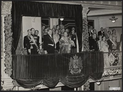 Staatsbezoek Franse president Coty aan Nederland. Tweede dag. Galaconcert in Kur, Bestanddeelnr 079-0498