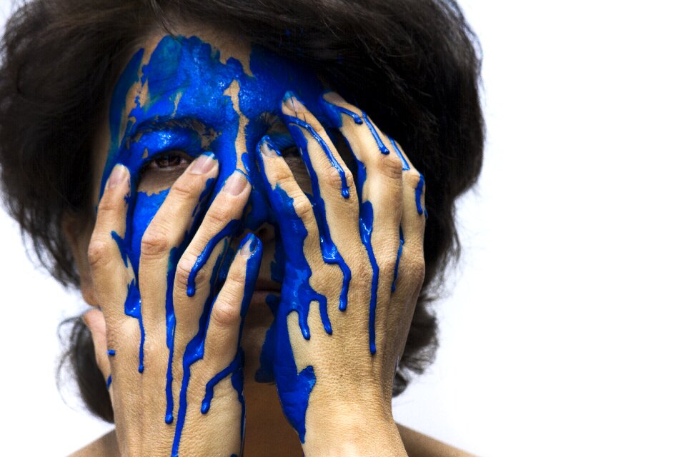 Blue painting woman