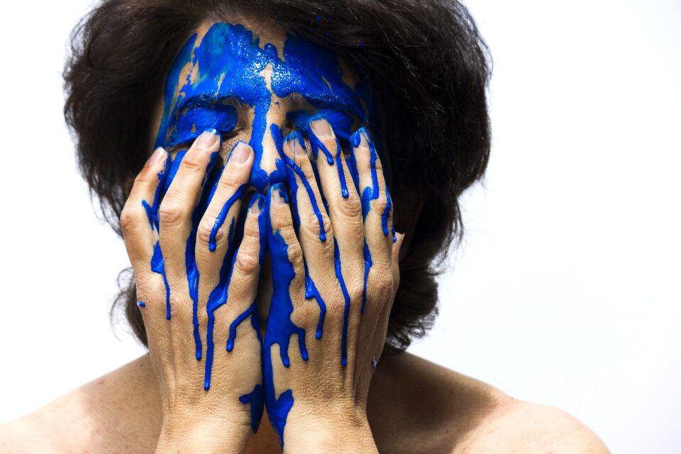 Blue painting woman