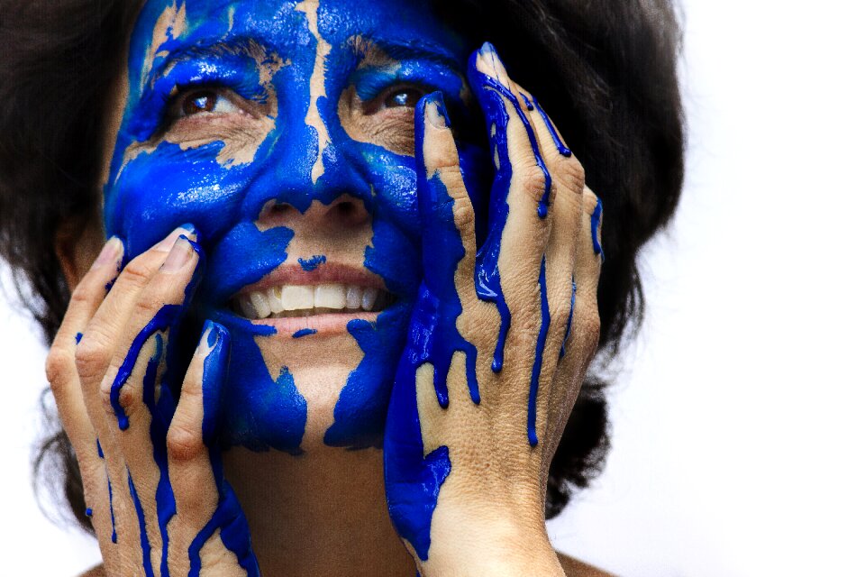 Blue painting woman