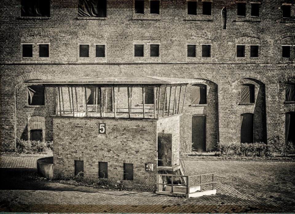 Underground black white old factory