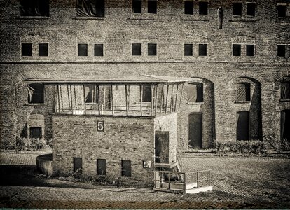 Underground black white old factory