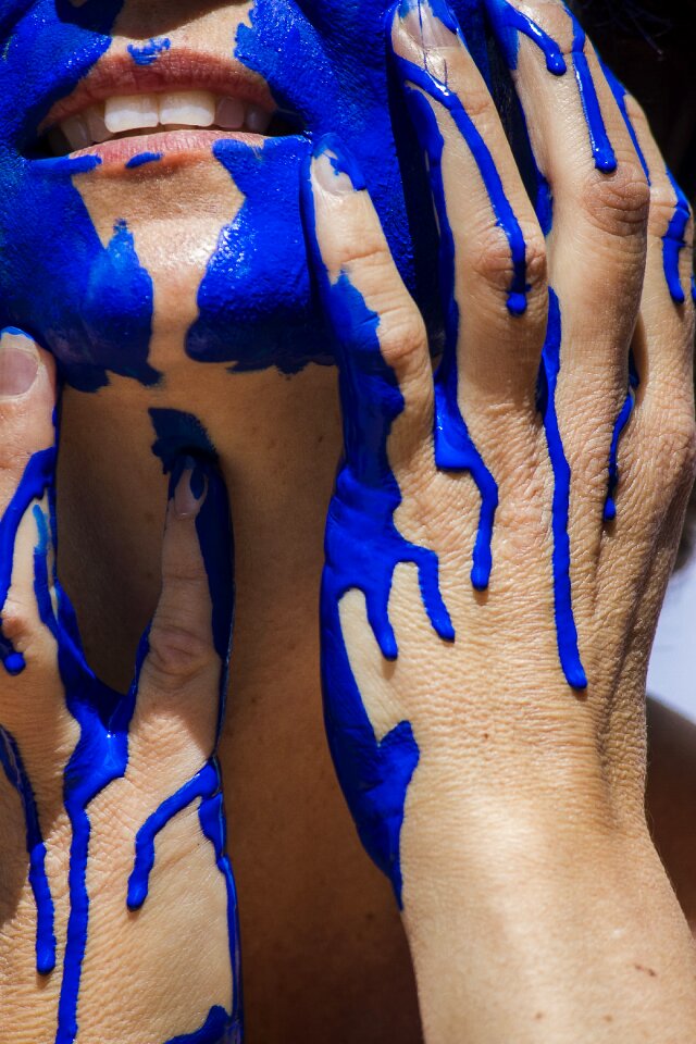 Blue painting woman