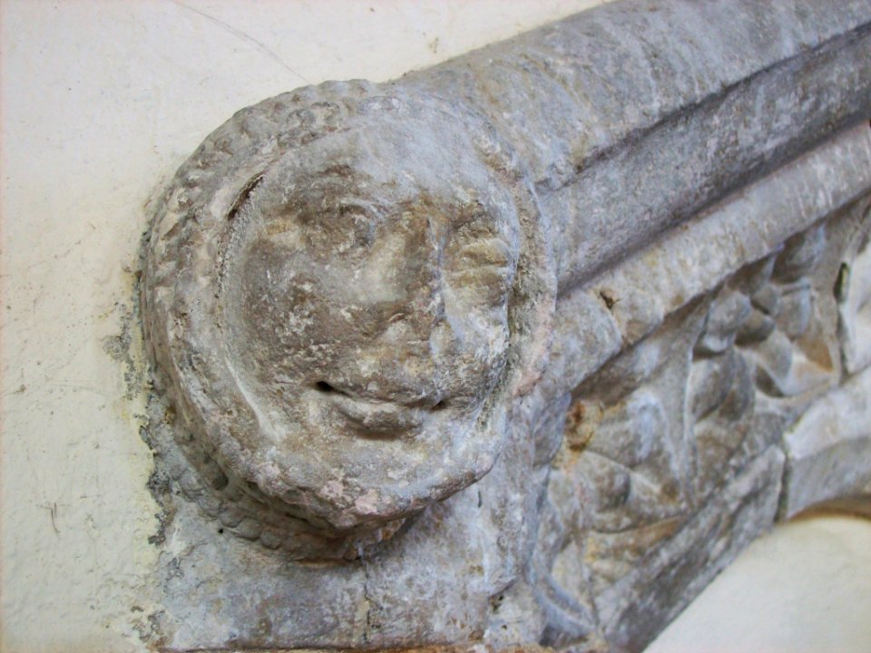 St Nicholas, New Romney, head of mailed knight