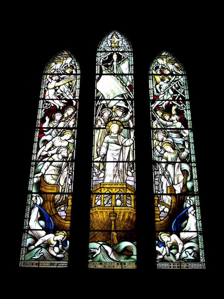 St Peter, Hascombe, west window 01
