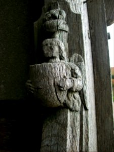 St George, Brede, carved angel on porch