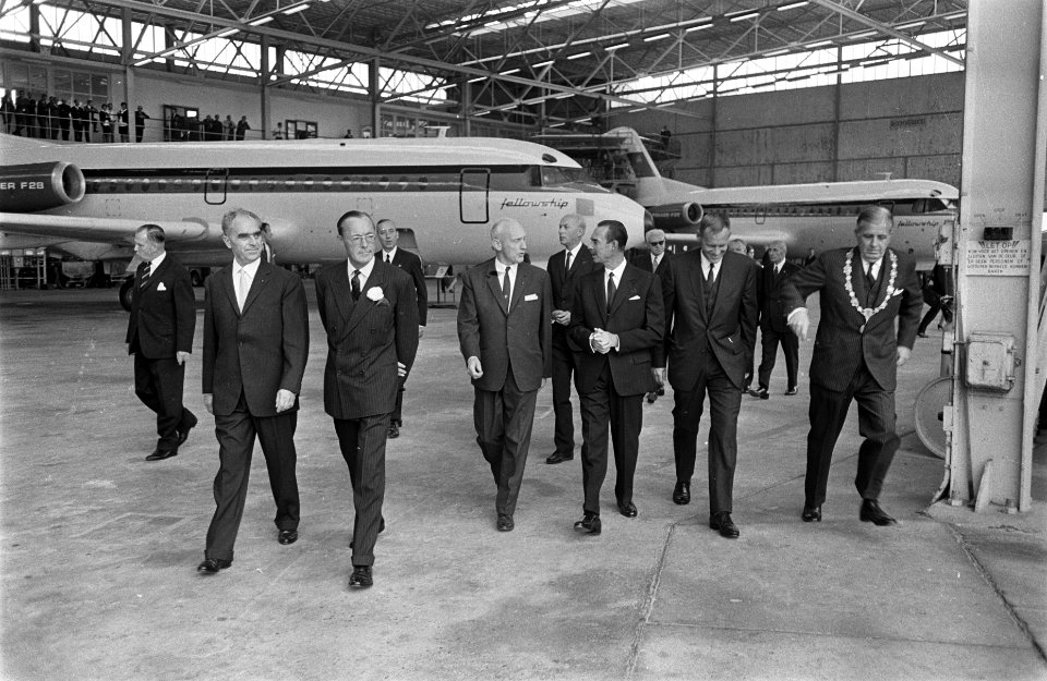 Staatsbezoek. Bezoek van prins Bernhard en Groothertog aan Fokker, Bestanddeelnr 920-7005