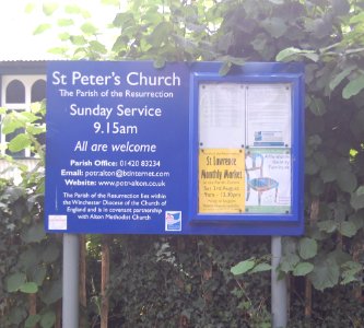 St Peter's Church, Wellhouse Road, Beech (July 2019) (Signboard)
