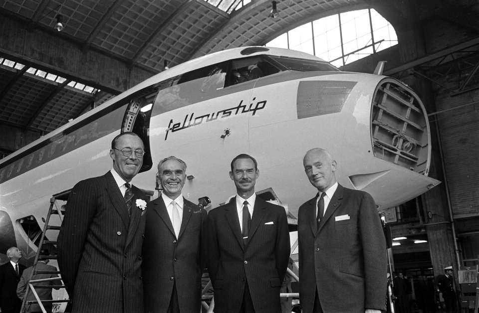 Staatsbezoek. Bezoek van prins Bernhard en Groothertog aan Fokker., Bestanddeelnr 920-7002