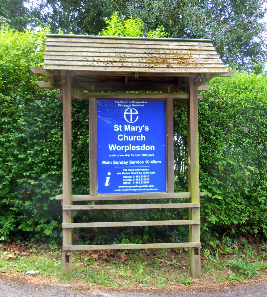 St Mary the Virgin's Church, Worplesdon Road, Worplesdon (May 2014) (Noticeboard)
