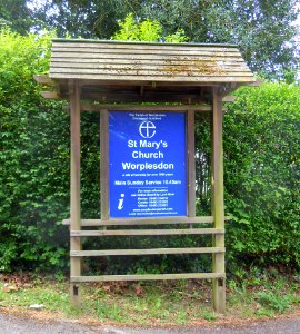 St Mary the Virgin's Church, Worplesdon Road, Worplesdon (May 2014) (Noticeboard)