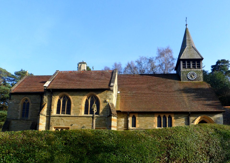 St Mary the Virgin's Church, Horsham Road, Holmbury St Mary (March 2014, from North-Northwest)