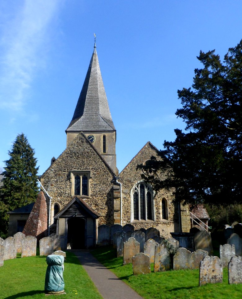 St James's Church, The Square, Shere (March 2014, from West) (1)