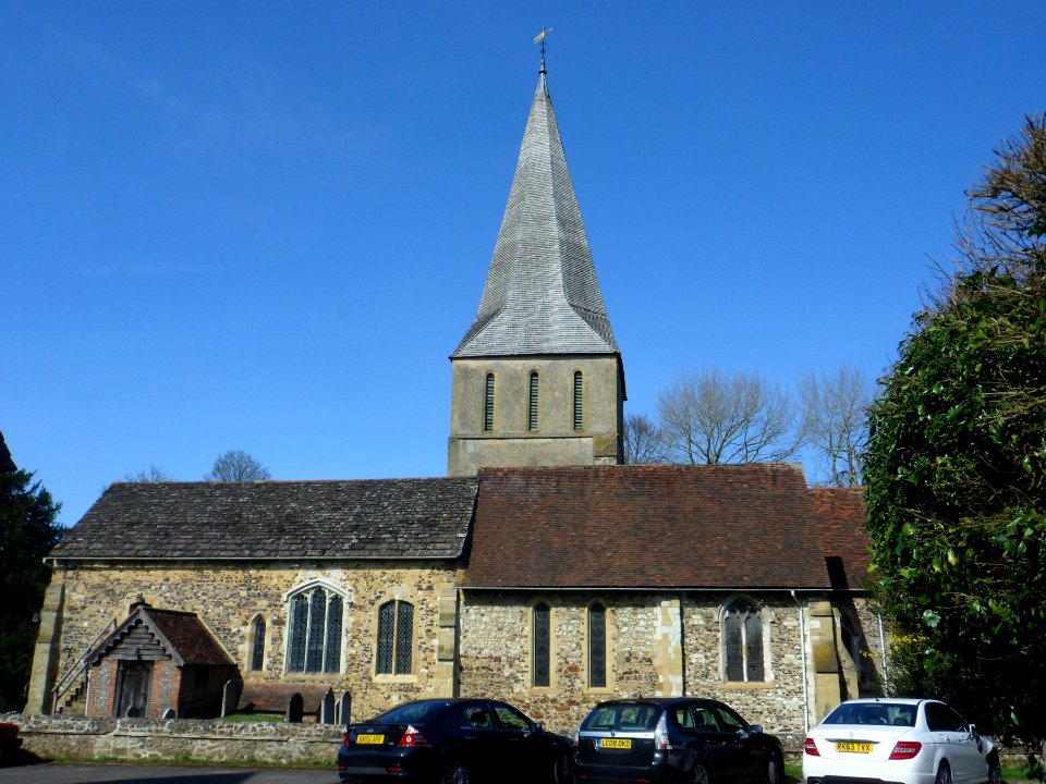 St James's Church, The Square, Shere (March 2014, from South) (2)