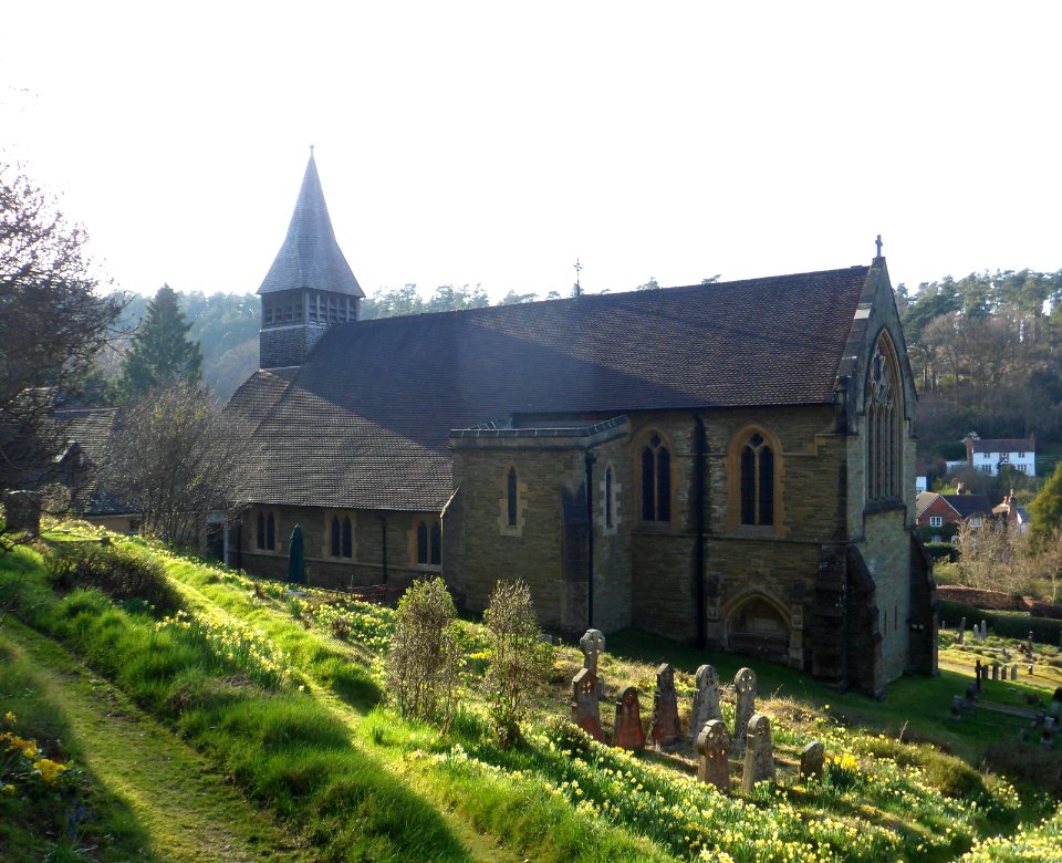St Mary the Virgin's Church, Horsham Road, Holmbury St Mary (March 2014, from Southeast) (1)