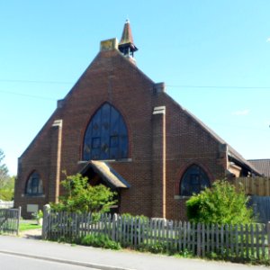 St Francis' Church, Beckingham Road, Westborough, Guildford (April 2014, from West-Southwest)