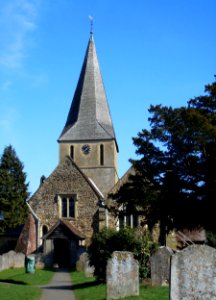 St James's Church, The Square, Shere (March 2014, from West) (2)