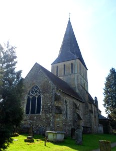 St James's Church, The Square, Shere (March 2014, from Southwest)