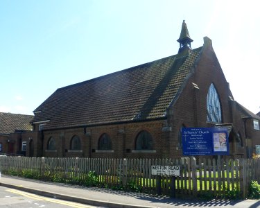 St Francis' Church, Beckingham Road, Westborough, Guildford (April 2014, from Northwest)