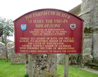 St Mary the Virgin's Church, Main Road, Brighstone (May 2016) (Signboard)