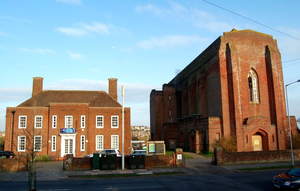 St Elisabeth's Church, Victoria Drive, Downside, Eastbourne (February 2019) (Original and Present Buildings)