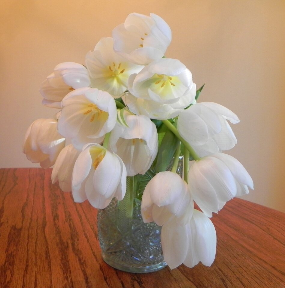 Bouquet of flowers glass vase spring