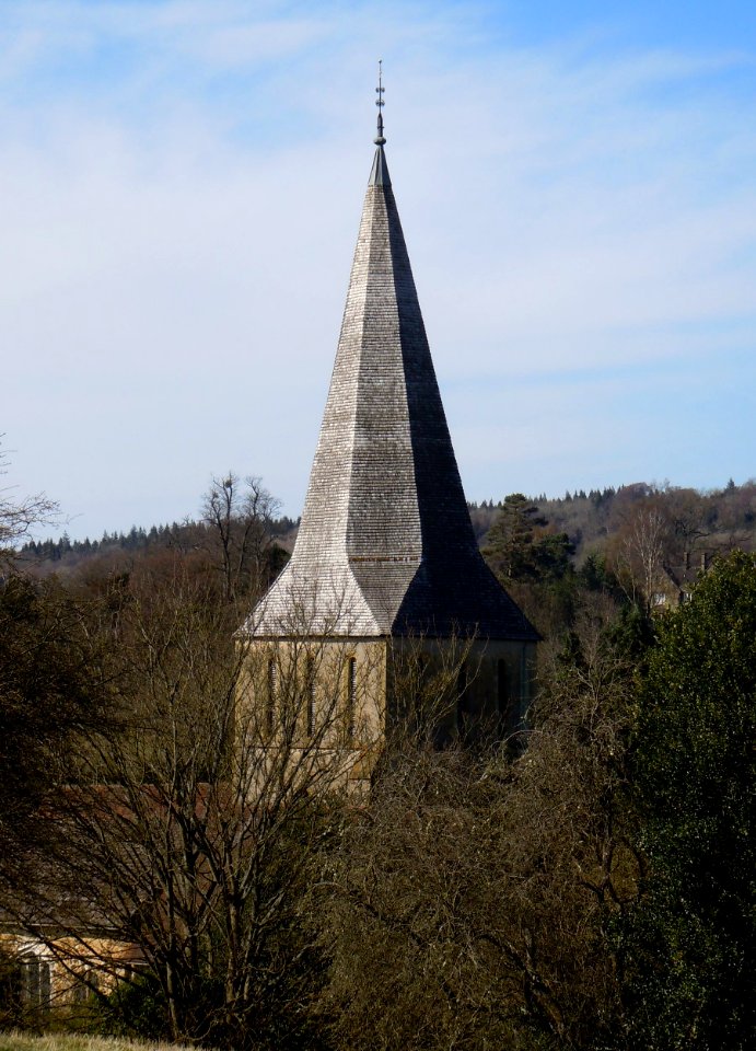 St James's Church, The Square, Shere (March 2014) (Spire)