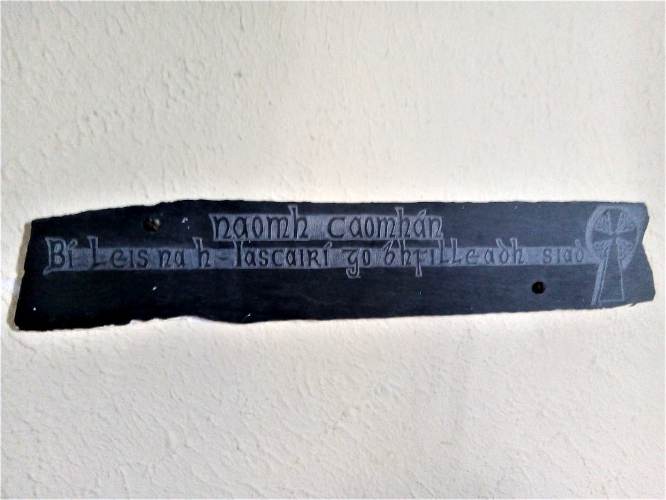 St Caomhan plaque