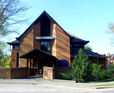 St Joseph's RC Church, Eastgate Gardens, Guildford (April 2014) (Front)