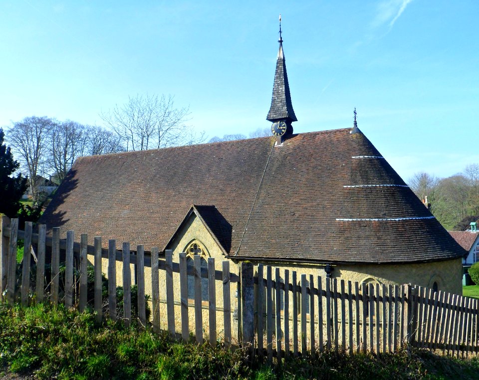 St Mark's Church, Walking Bottom, Peaslake (March 2014, from Southeast)