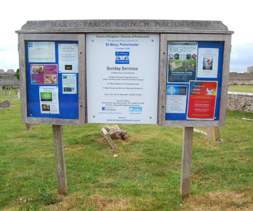 St Mary's Church, Church Road, Portchester (May 2019) (Noticeboard)