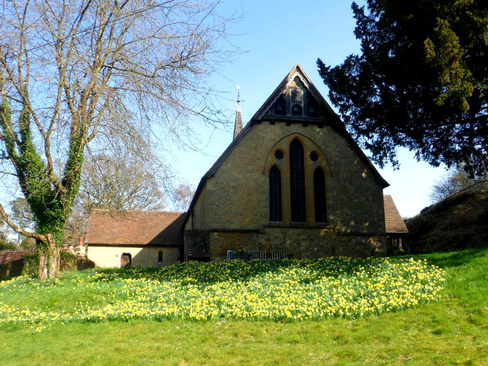 St Mark's Church, Walking Bottom, Peaslake (March 2014, from West)