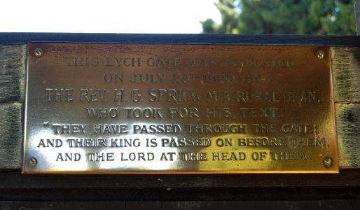 St Mary's Church, Church Road, Hayling Island (May 2019) (Plaque in Lychgate) (3)